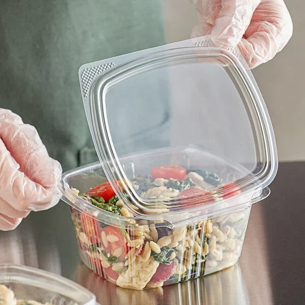 16oz. Clear PET Deli Hinged Container - 200/Case