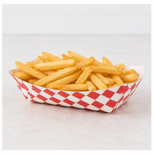 1 lb. Red Checkered Paper Food Tray - 1,000/Case