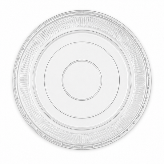 Rise Up 32 oz Clear PET Flat Lid without Straw Slot - 500/Case