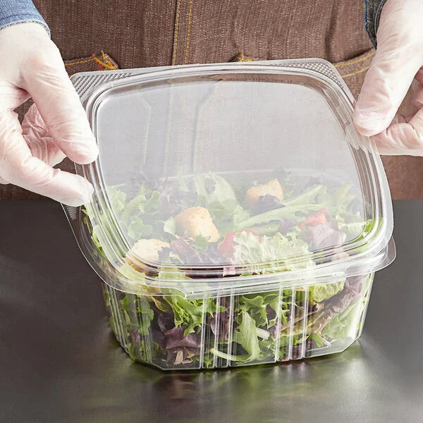 32oz. Clear PET Deli Hinged Container - 200/Case