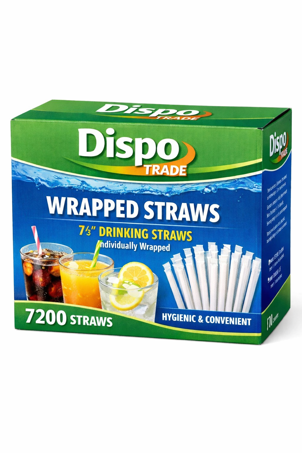 7" 3/4 Plastic Wrapped Straws - 7,200/Case
