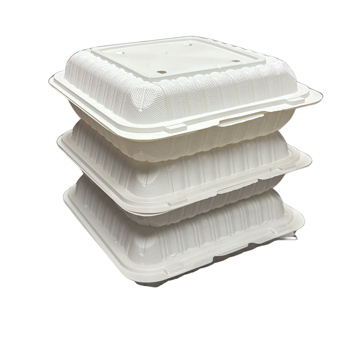 White Hinged Container (Mineral-Filled Polypropylene) 1 Compartment 8x8