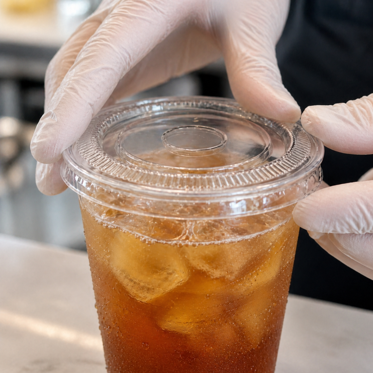 Rise Up 9/12 oz Clear PET Flat Lid without Straw Slot - 1000/Case