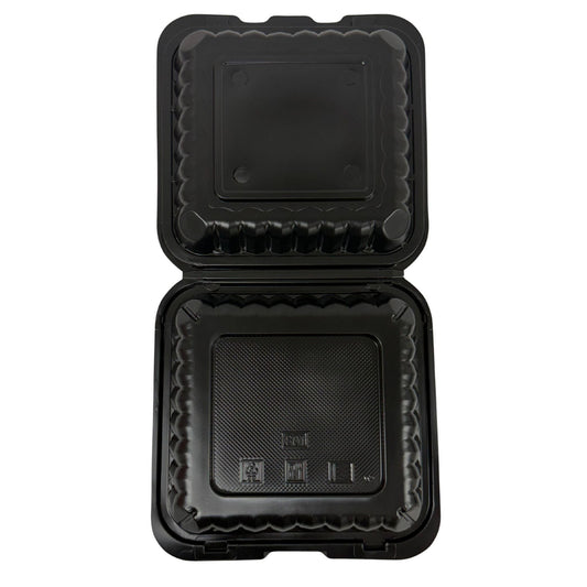 Black Hinged Container (Mineral-Filled Polypropylene) 1 Compartment 9x9