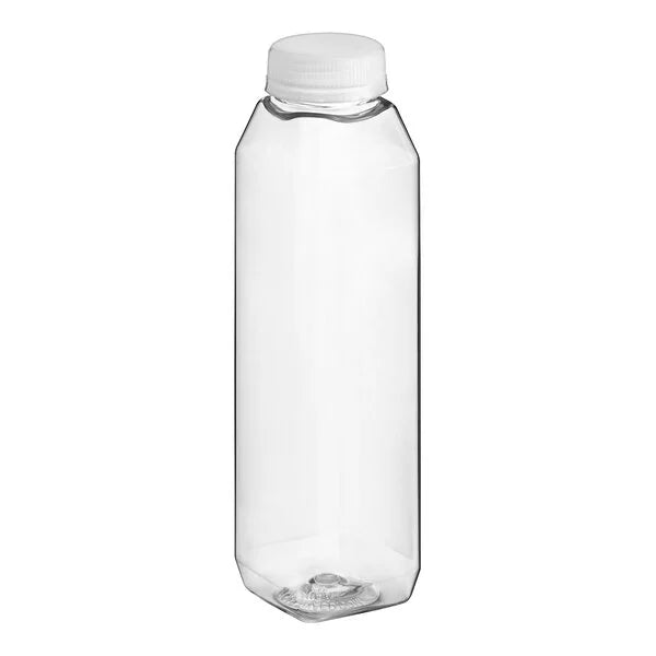 12 oz. Tall Square PET Clear Juice Bottle with Clear Lid - 228/Case
