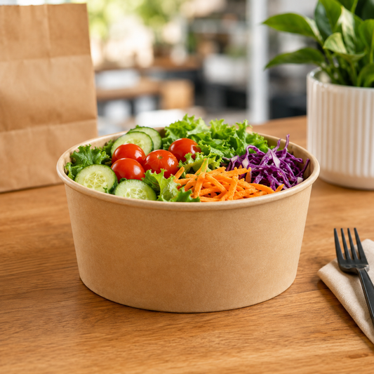 33 oz Round Kraft Food Container - 300/Case
