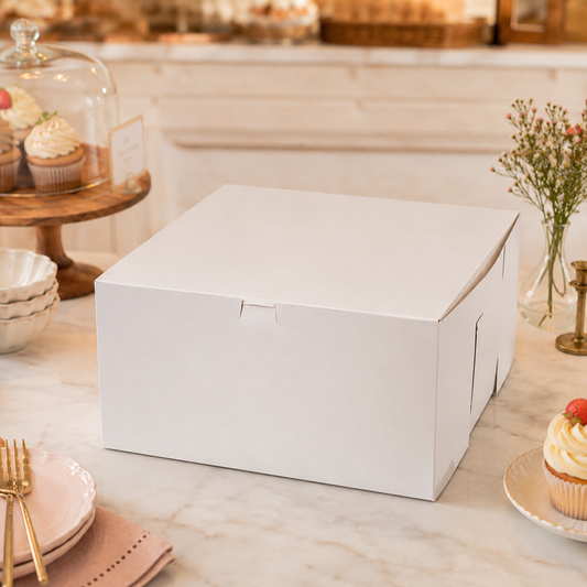 12" x 12" x 5.5" White Cake / Bakery Box - 100/Case