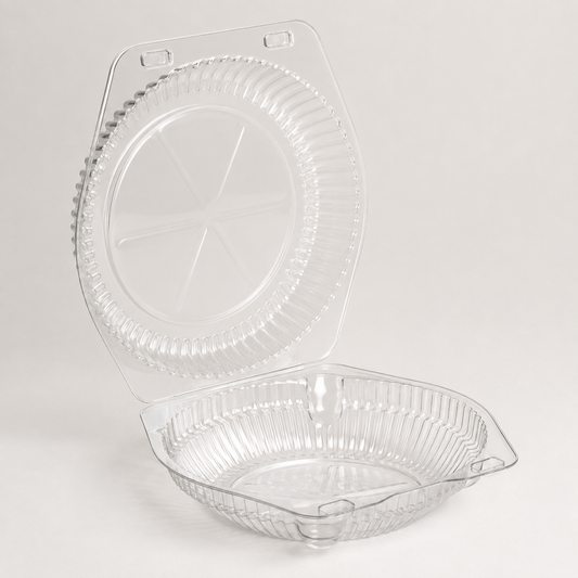 6" Clear Hinged Clamshell Pie Container with Low Dome Lid (Shallow) - 350/Case