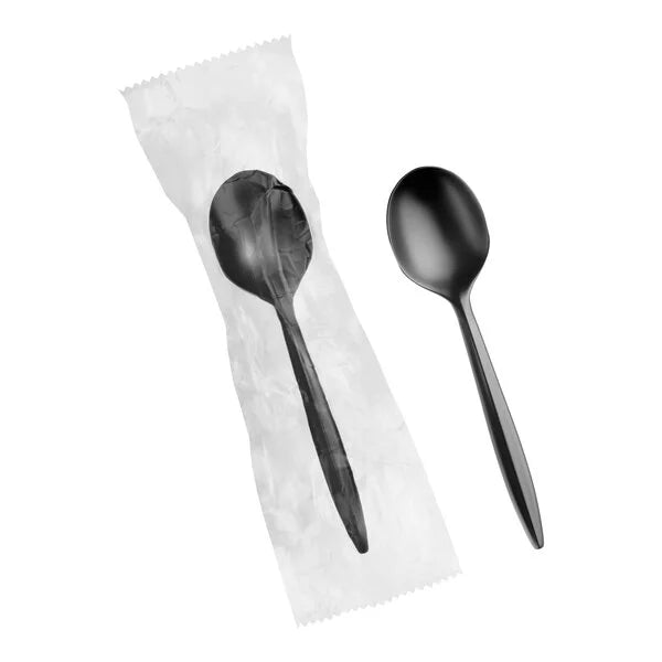 Soup Spoon Black Medium Weight (Wrapped) - 1,000/Case