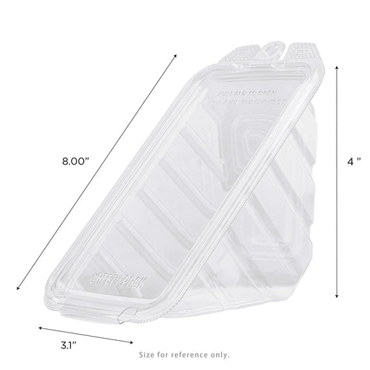 17oz Clear PET Tamper Resistant Hinged Sandwich Wedge Container - 200/Case