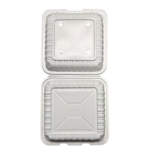 White Hinged Container (Mineral-Filled Polypropylene) 1 Compartment 8x8