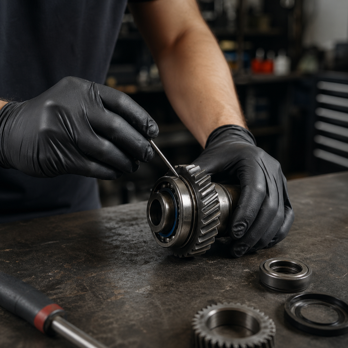 Large Black Powder-Free Nitrile 4 Mill Thick Gloves