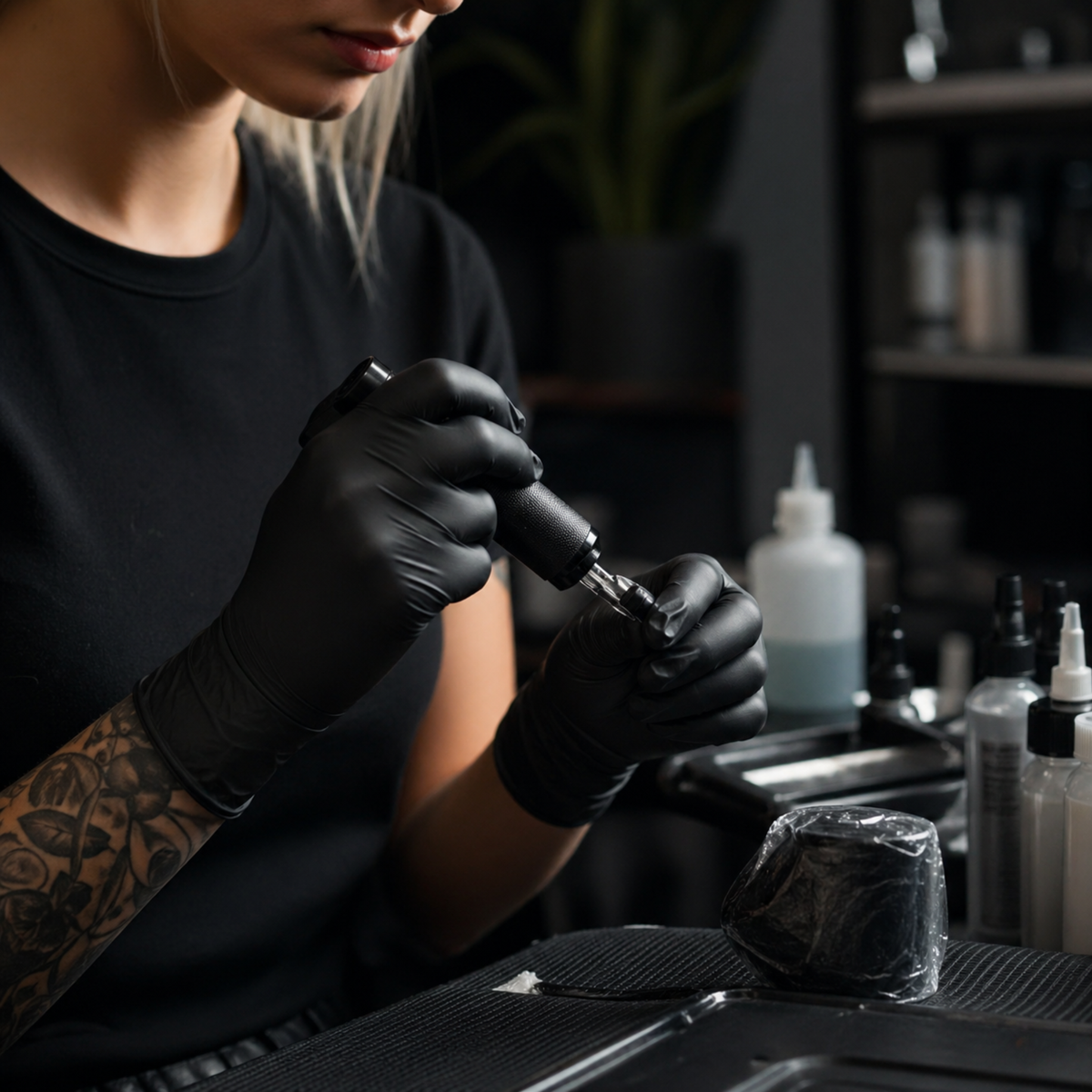 Extra Large Black Powder-Free Nitrile 4 Mill Thick Gloves