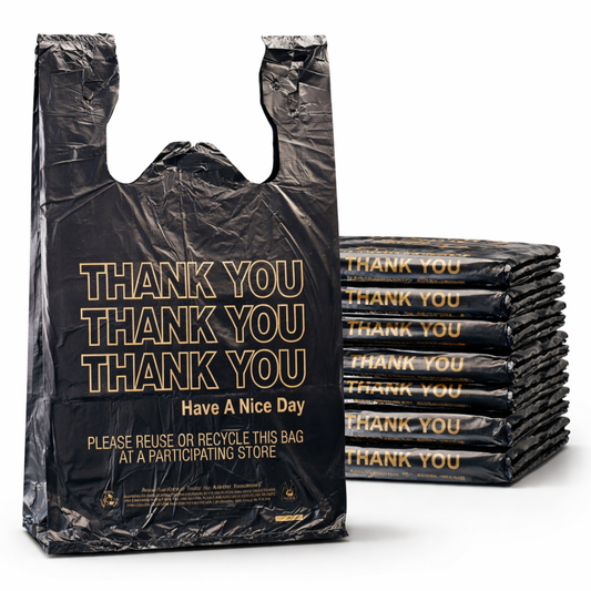 Black T-Sack Medium “Thank You” 10" x 5" x 18" - 14 Mic - 1,000/Case