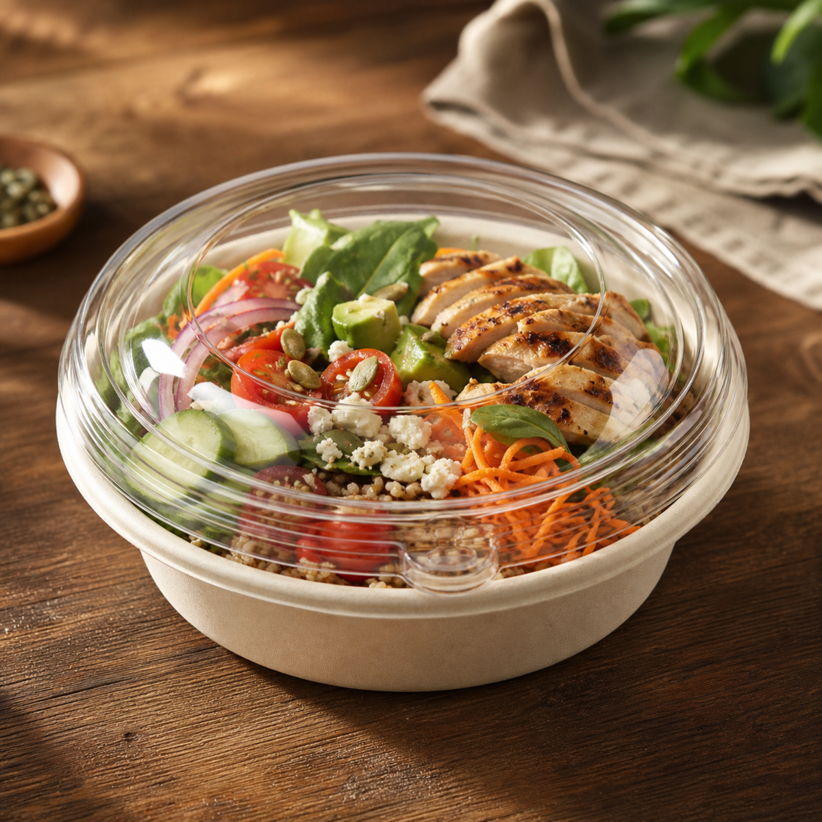 Rise Up Clear Plastic Lid for 32 oz Bagasse Bowl - 500/Case