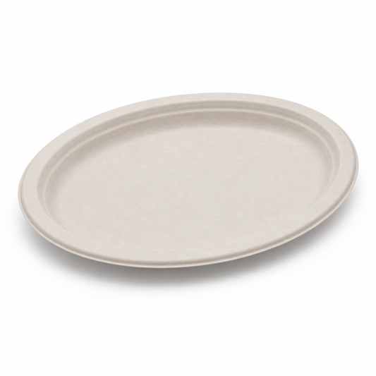 Rise Up 12.5" Natural Bagasse Oval Plate - 500/Case