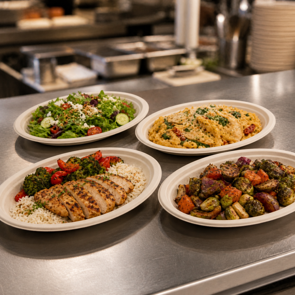 Rise Up 12.5" Natural Bagasse Oval Plate - 500/Case