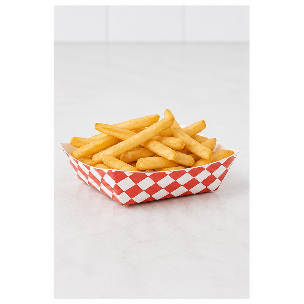 1/2 lb. Red Checkered Paper Food Tray - 1,000/Case