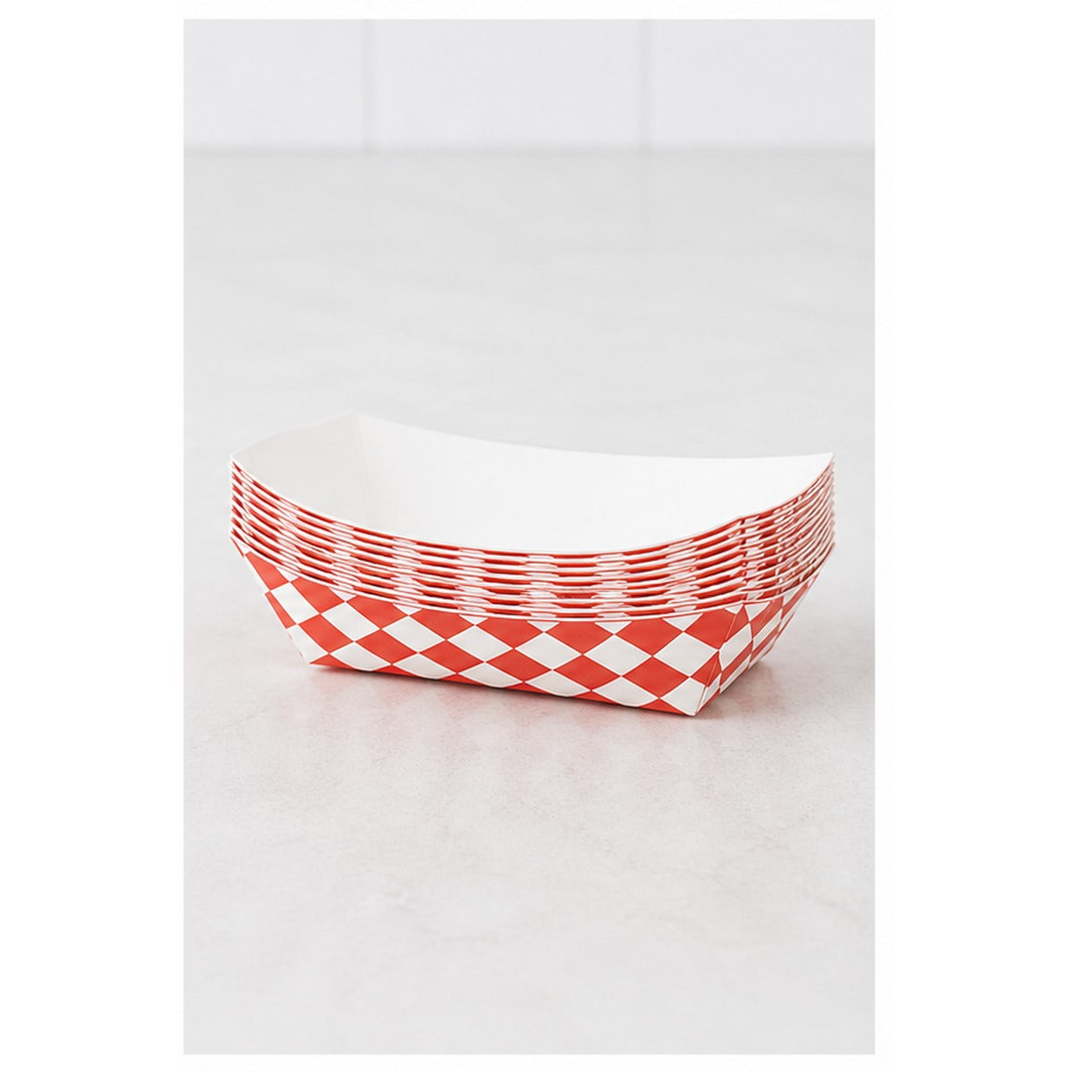 1/2 lb. Red Checkered Paper Food Tray - 1,000/Case