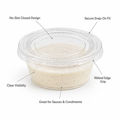 1 oz Clear No-Slot Portion Container Lids, 2500 Count Case