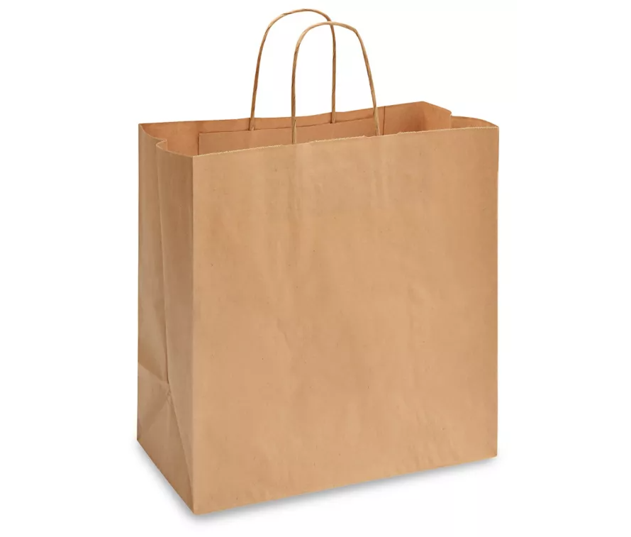 10" x 6 3/4" x 12" Natural Kraft Paper Bag With handles - 250/Cs