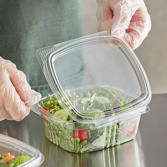 12oz. Clear PET Deli Hinged Container - 200/Case