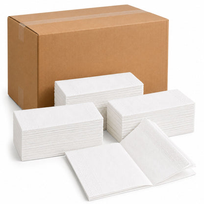 15" x 17" White 2-Ply 1/8 Fold Dinner Napkins - 3,000/Case