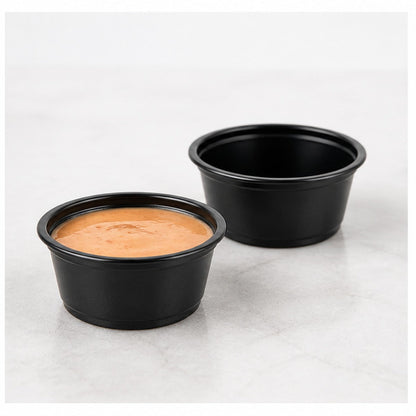 1.5 oz. Black Plastic Souffle Cup / Portion Cup - 2,500/Case