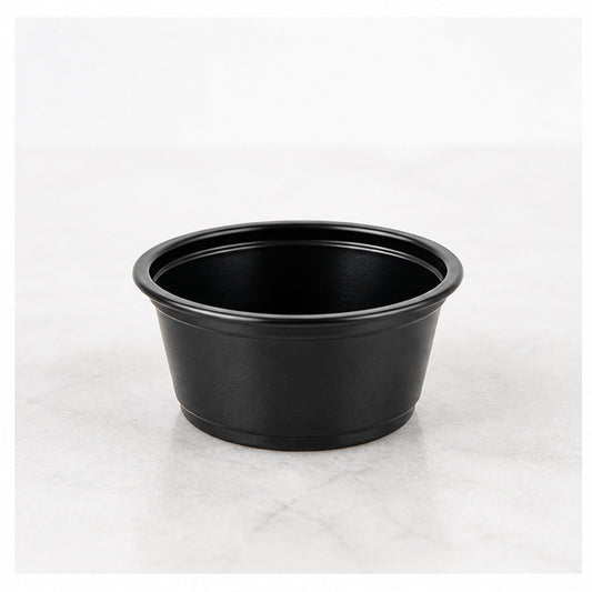 1.5 oz. Black Plastic Souffle Cup / Portion Cup - 2,500/Case