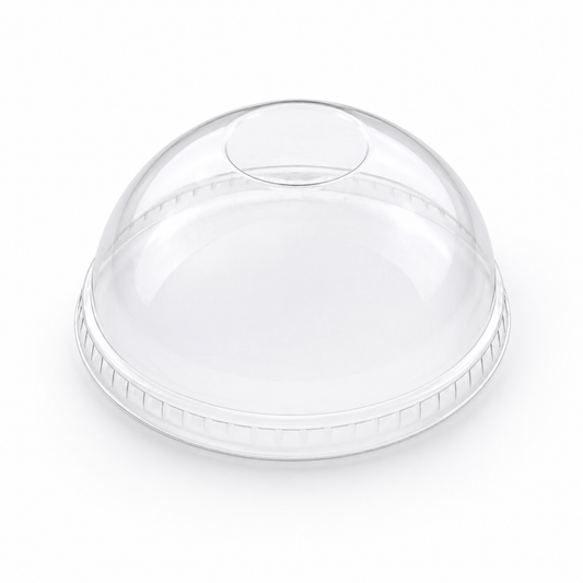 Rise Up 16/20/24 oz Clear PET Dome Lid with No Hole - 1000/Case