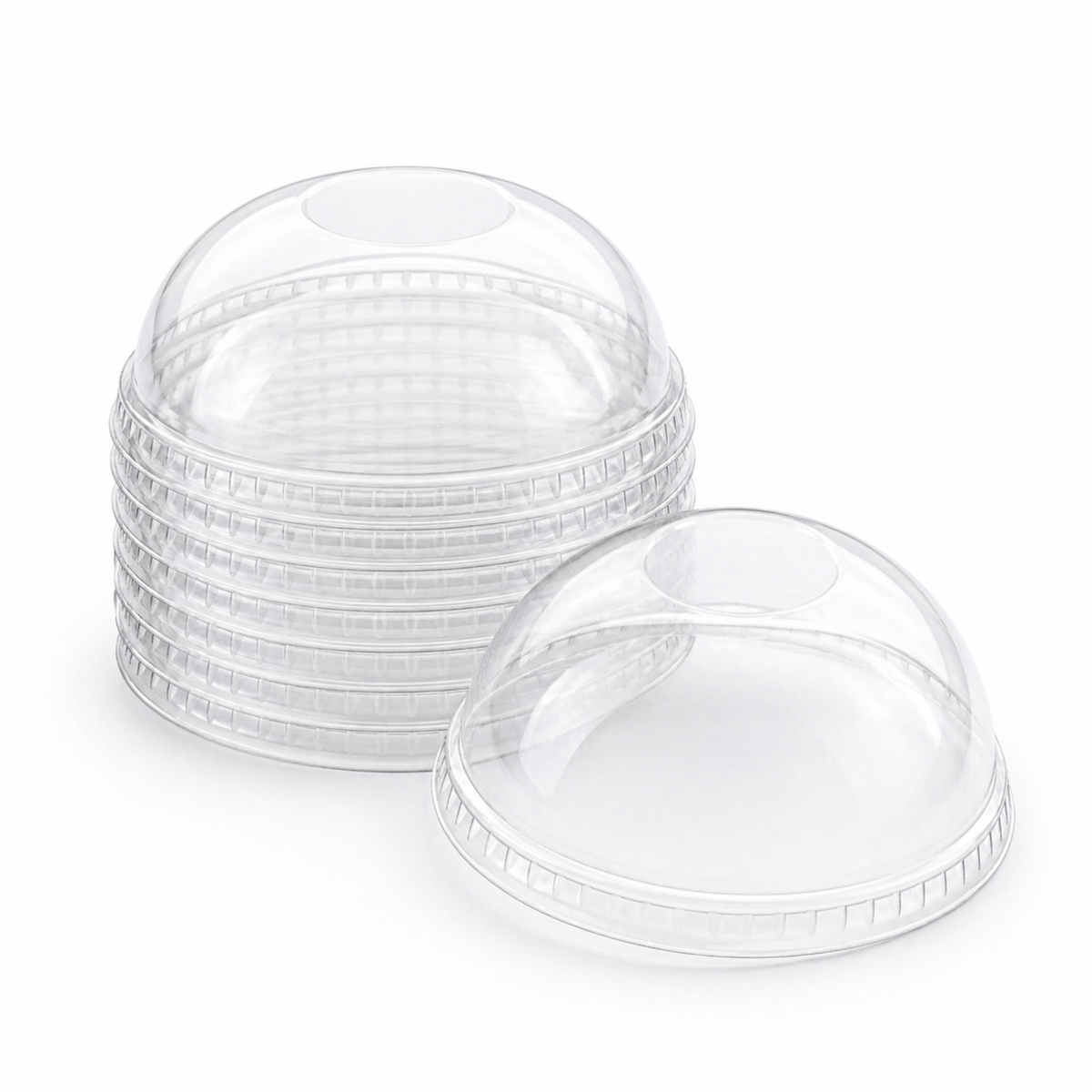 Rise Up 16/20/24 oz Clear PET Dome Lid with No Hole - 1000/Case