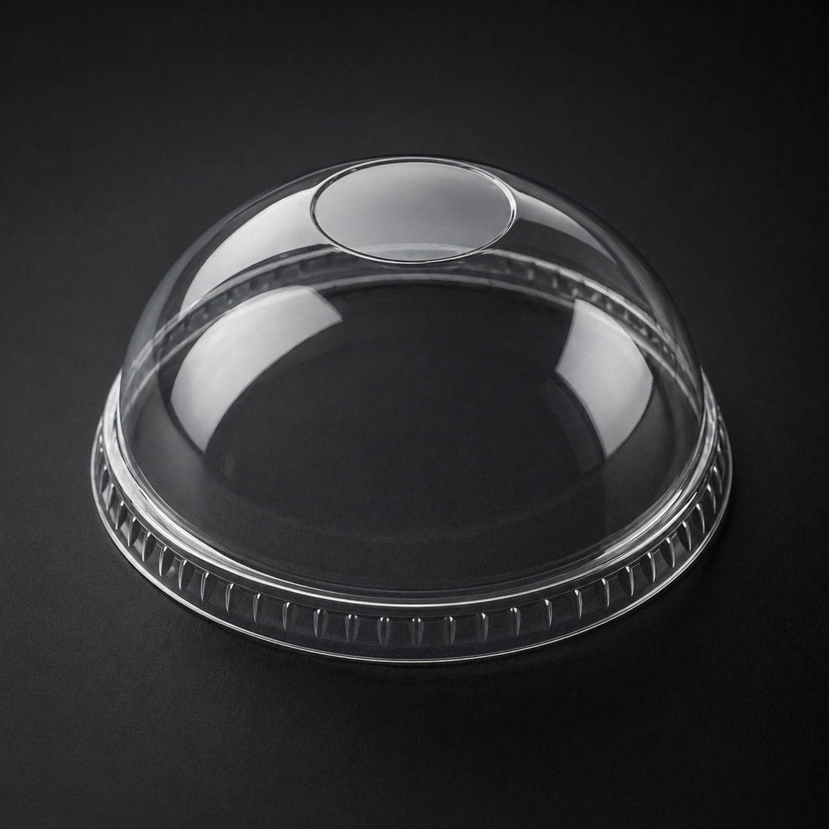 Rise Up 16/20/24 oz Clear PET Dome Lid with No Hole - 1000/Case
