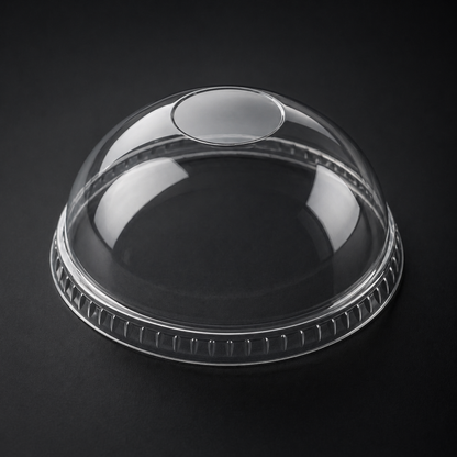 Rise Up 16/20/24 oz Clear PET Dome Lid with No Hole - 1000/Case