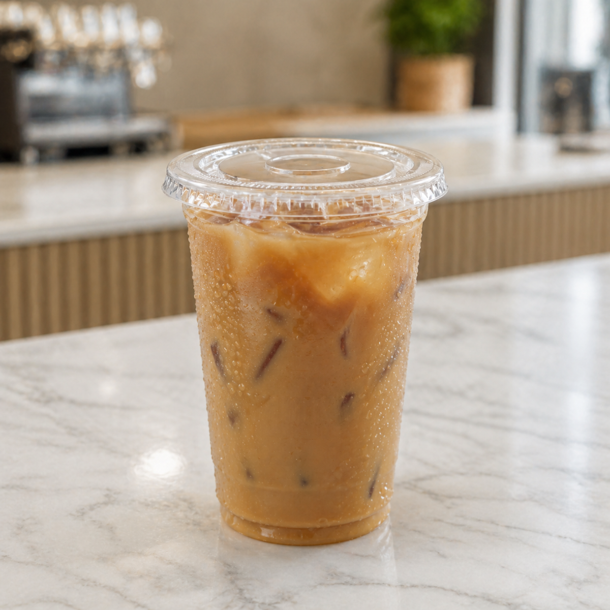 Rise Up 16/20 oz Clear PET Flat Lid without Straw Slot - 1000/Case
