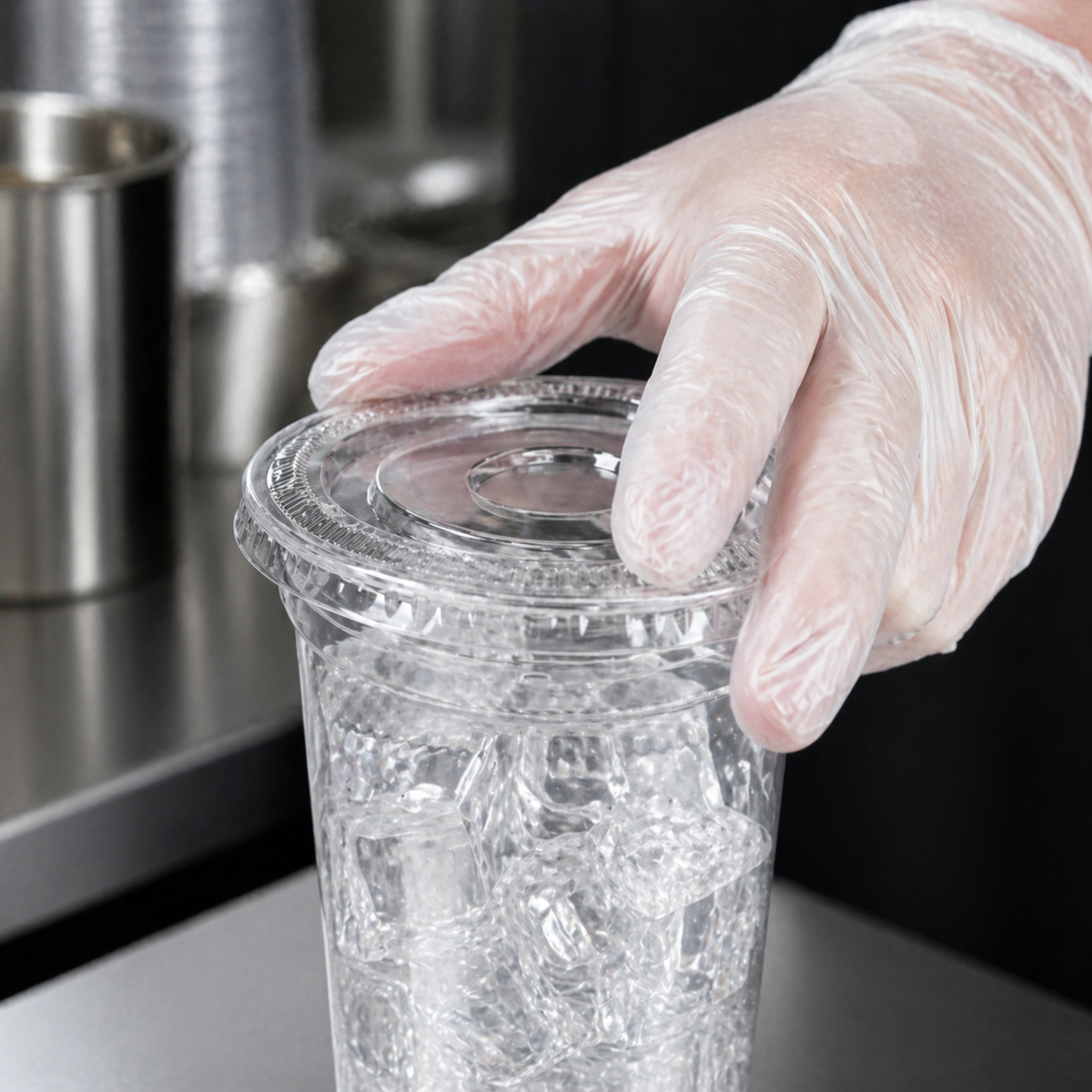 Rise Up 16/20 oz Clear PET Flat Lid without Straw Slot - 1000/Case
