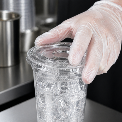 Rise Up 16/20 oz Clear PET Flat Lid without Straw Slot - 1000/Case
