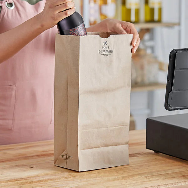Duro 16 lb Natural Kraft Paper Bag Heavy Duty - 500/Pack