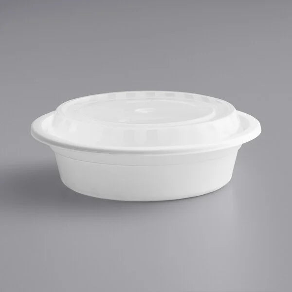 16oz Food Container Round w/ Lid White - 150/Case