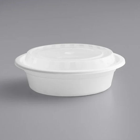 16oz Food Container Round w/ Lid White - 150/Case