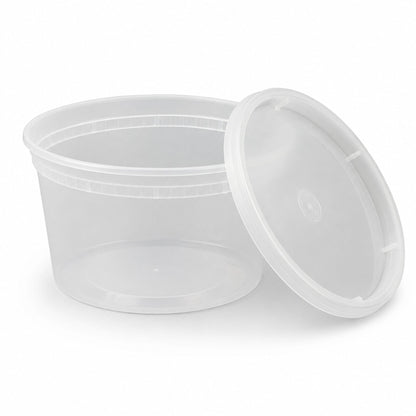 16 oz. Heavy-Duty Microwavable Translucent Plastic Deli Containers with Lids - 240/Case