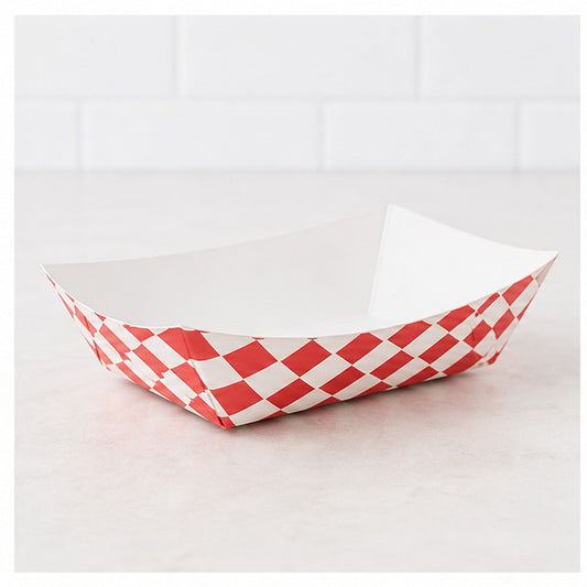 1 lb. Red Checkered Paper Food Tray - 1,000/Case