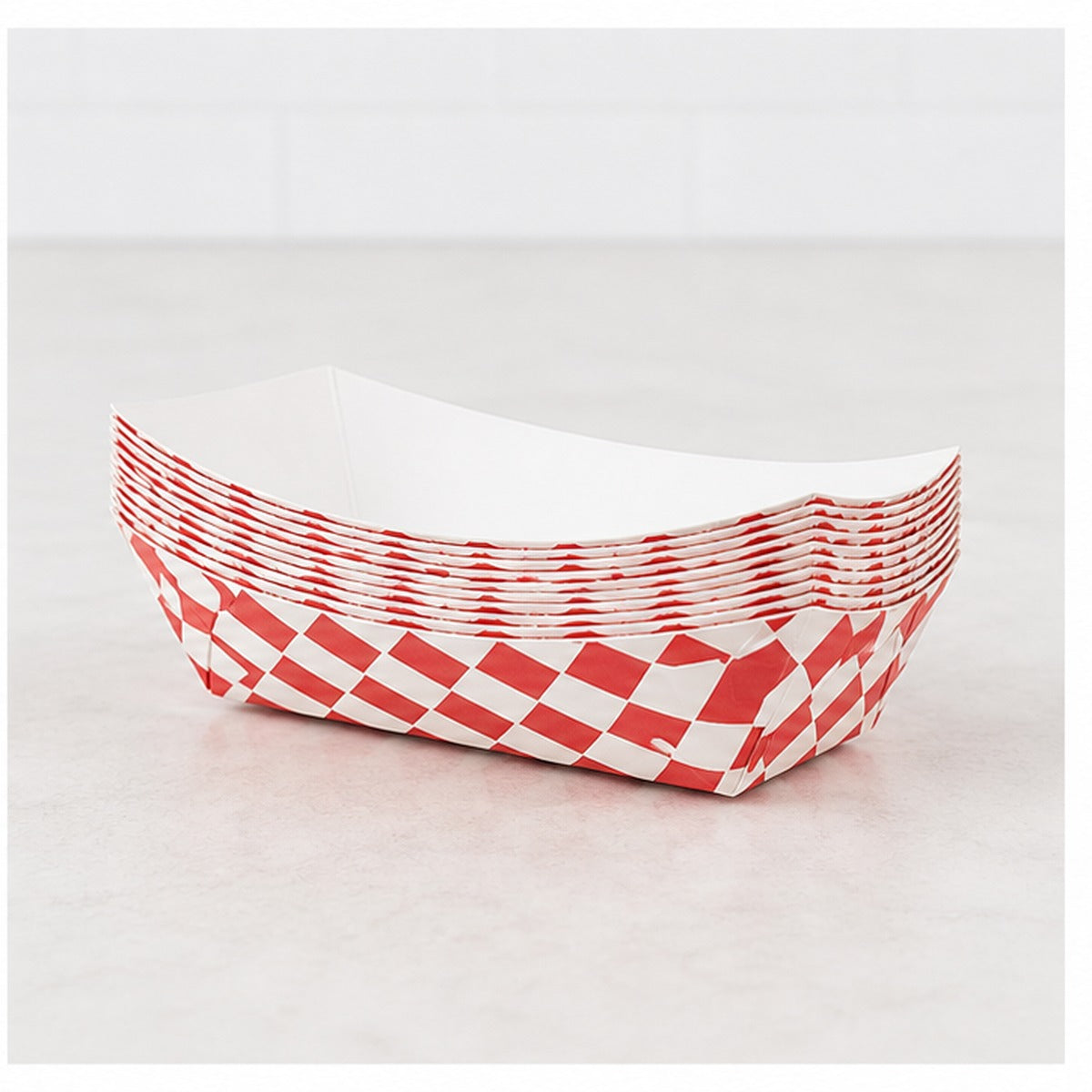 1 lb. Red Checkered Paper Food Tray - 1,000/Case