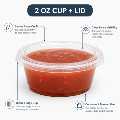 2 oz Clear Portion Cup Lids, 2500 Count Case