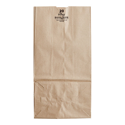 Duro 20 lb Natural Kraft Paper Bag Tall Heavy Duty - 400/Pack