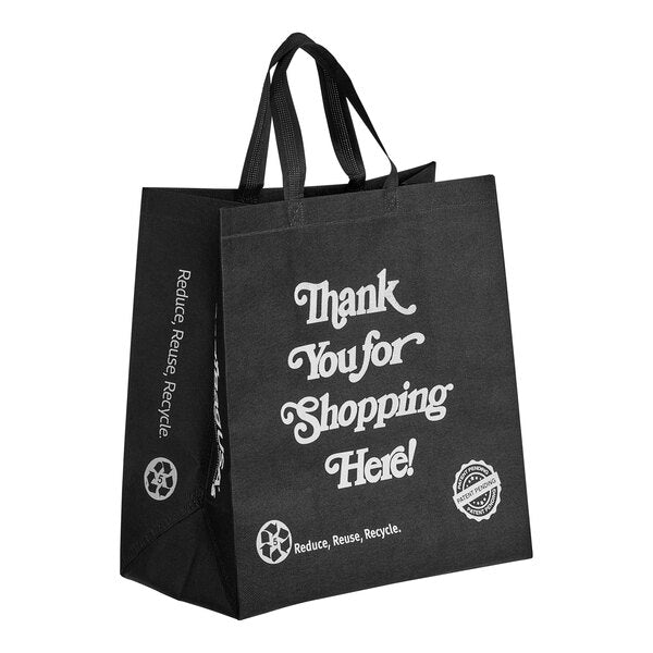 Black Non-Woven Reusable Shopping Bag - 100/Case