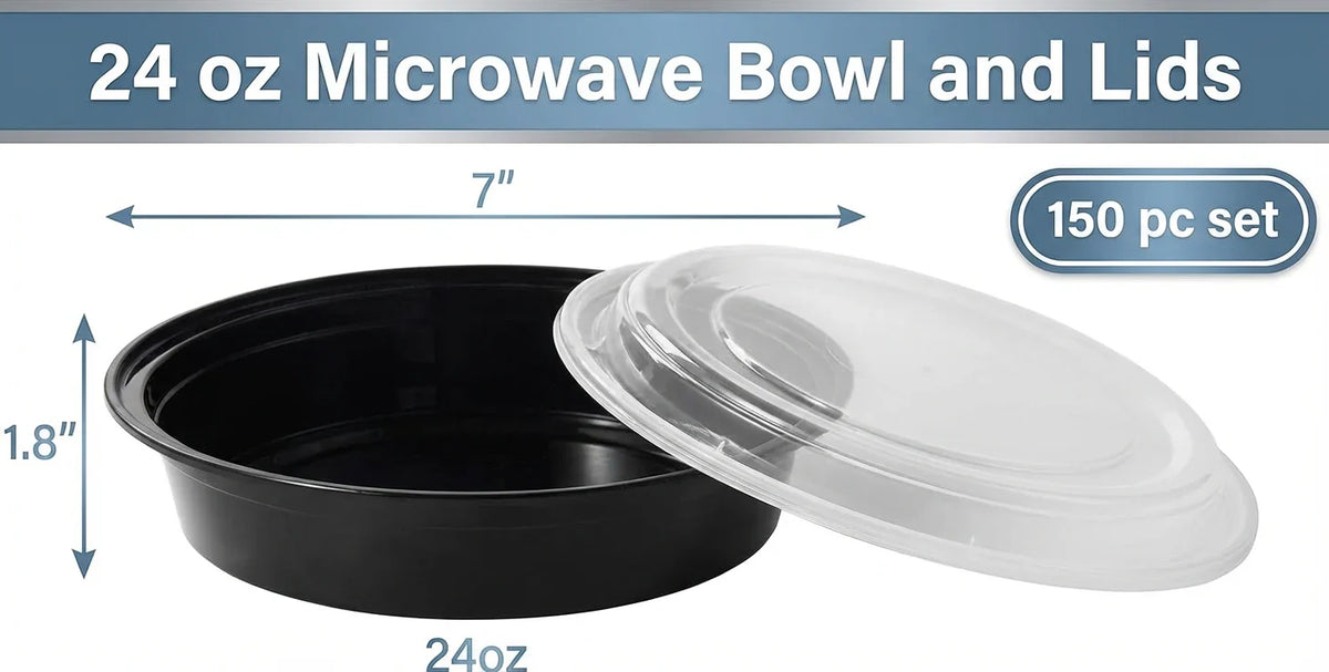 24oz Round Food Container w/ Lid - 150/Case