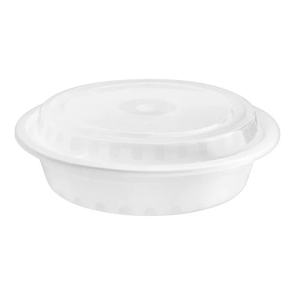 24oz Food Container Round w/ Lid White - 150/Case