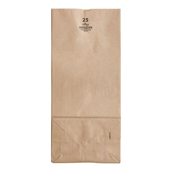 Duro 25 lb Natural Kraft Paper Bag Heavy Duty - 500/Pack