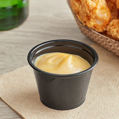 2oz. Black Plastic Souffle Cup / Portion Cup - 2,500/Case