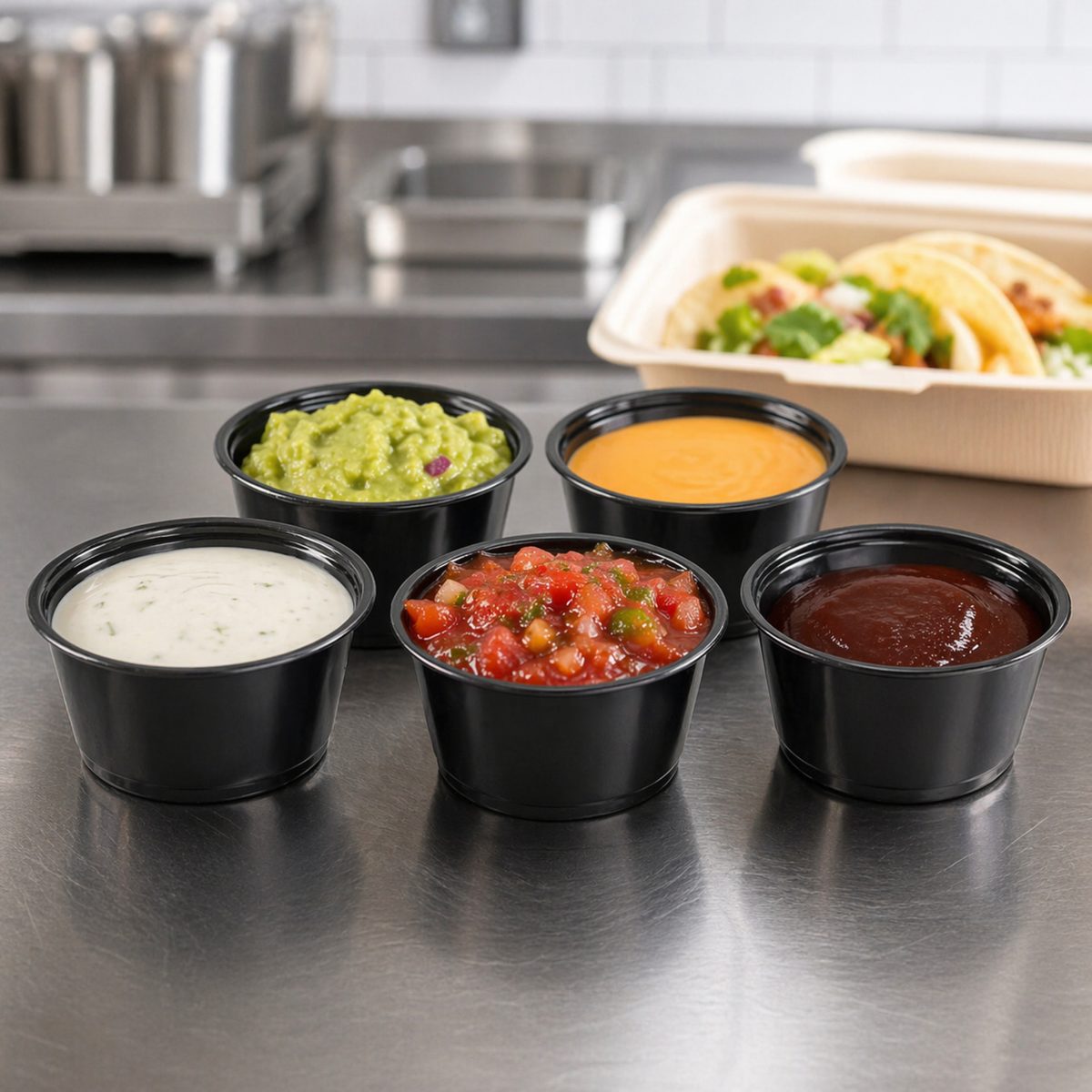 3.25 oz Black Portion Cups, 2500 Count Case